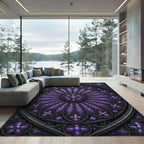 Gothic Violet Rose Window Mandala Rug