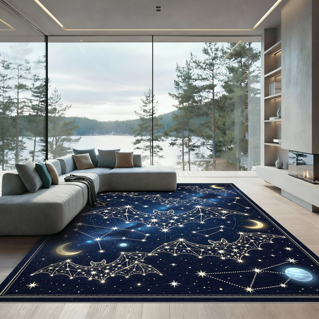 Celestial Starry Bat Constellation Art Rug