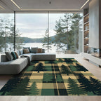 Forest Pine Plaid Tartan Check Rug