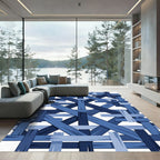 Blue Interwoven Geometric Lattice Rug