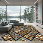 Geometric Earthy Diamond Composition Rug