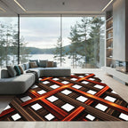 Crimson Brown Intersecting Geometric Rug