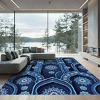 Midnight Blue Starry Arch Tile Rug