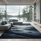 Misty Mountain Lake Twilight Landscape Rug