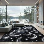 Celestial Crescent Moon Starry Night Rug