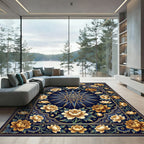 Golden Peony Celestial Sun Medallion Rug