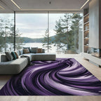 Lush Violet Swirling Plum Abstract Rug