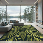 Lush Verdant Fern Botanical Symmetry Rug