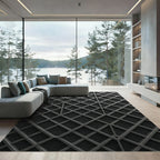 Dark Gray Intersecting Geometric Lattice Rug