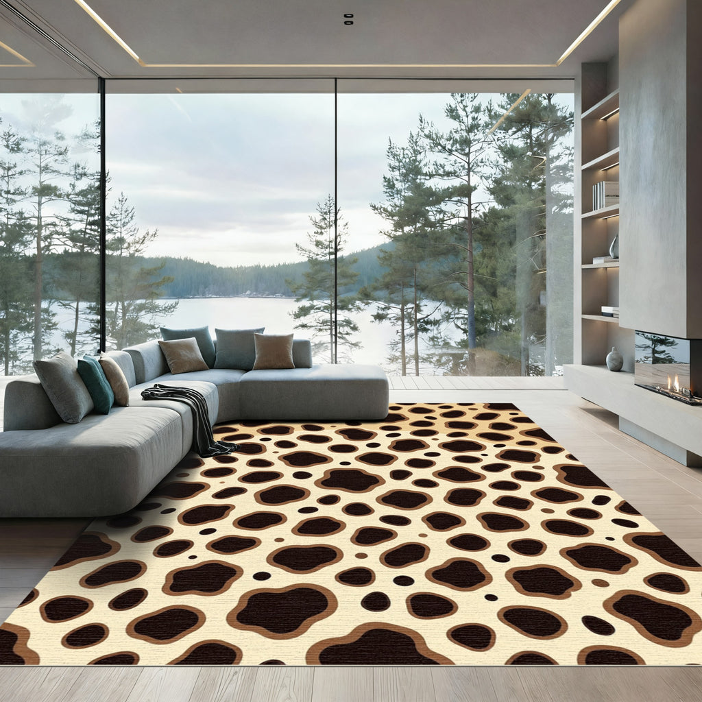 Brown Spots Contemporary Animal Print Rug