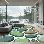 Earthy Green Smooth Pebbles Tumbled Arrangement Rug