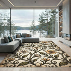 Vintage Cream Floral Vine Scroll Rug