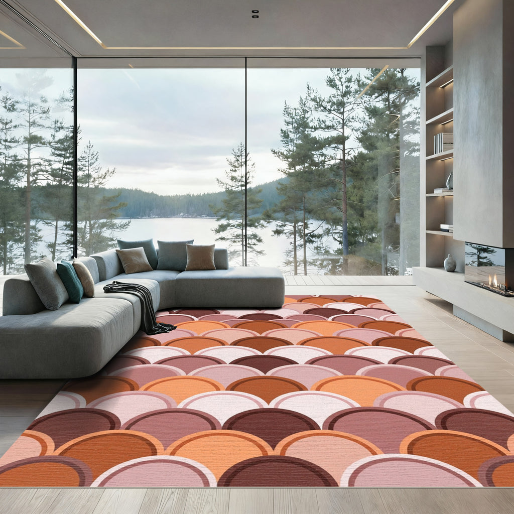Terracotta Scalloped Earth Tone Arch Rug