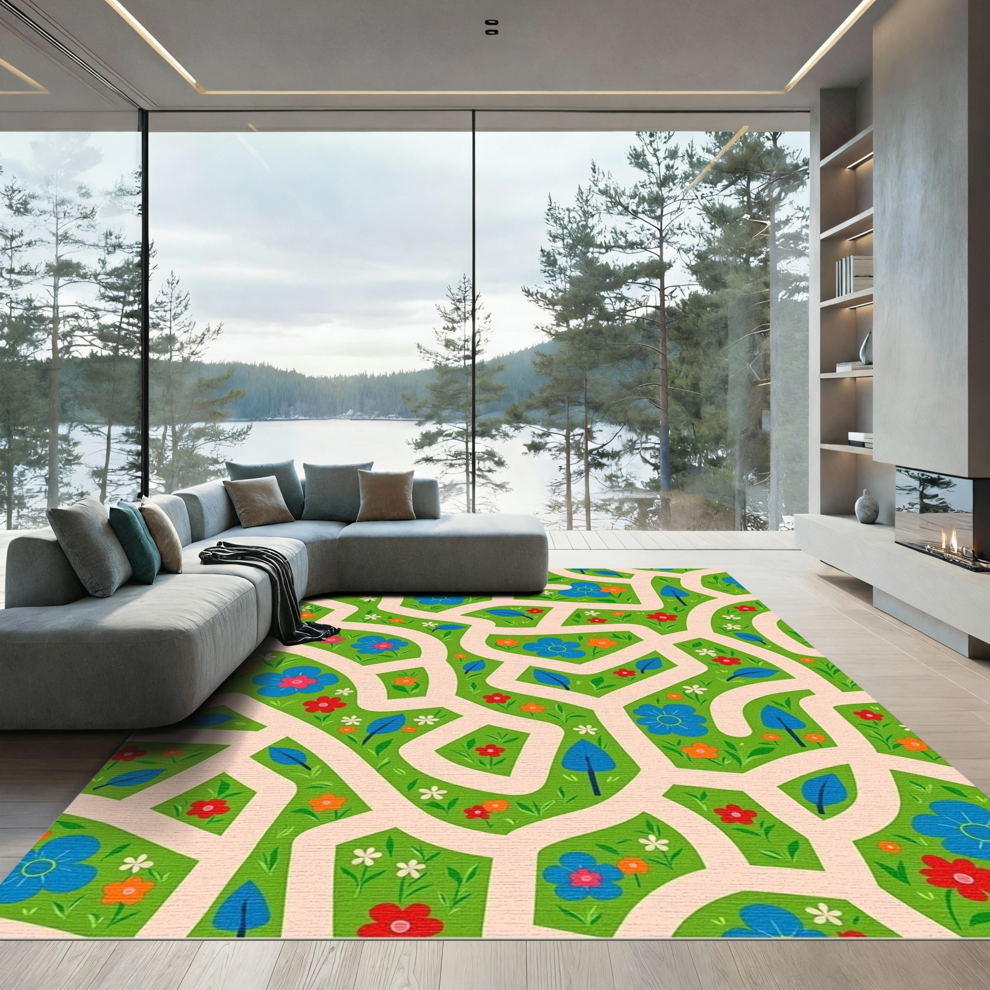 Whimsical Garden Path Floral Rug