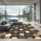 Golden Rustic Hexagon Medallion Rug