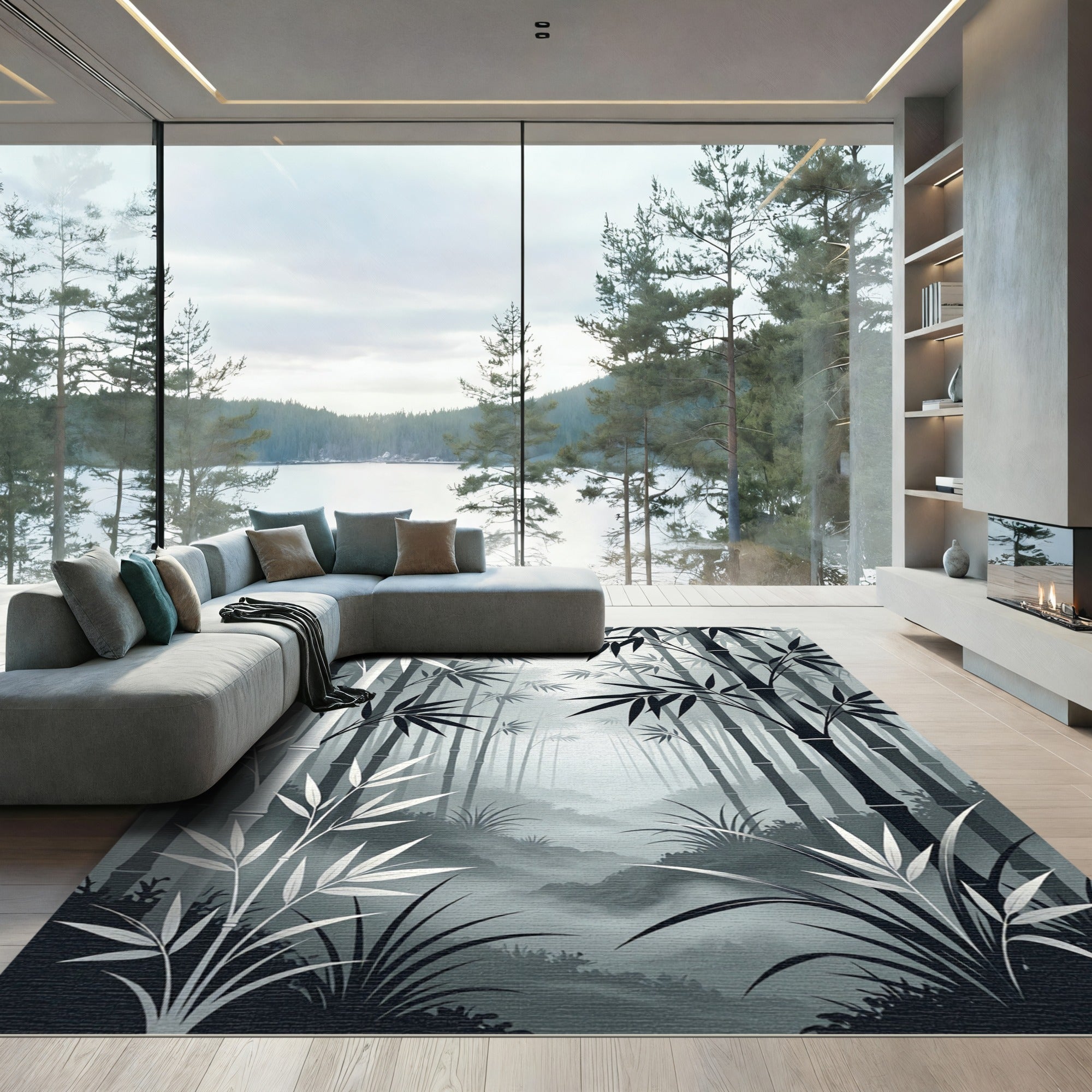 Monochromatic Bamboo Forest Meadow Rug