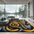 Dynamic Orange Gray Swirl Cats Rug