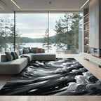 Dramatic Grey Swirling Cloudscape Rug