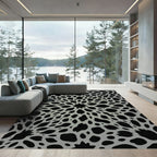 Gray and Black Organic Radial Rug
