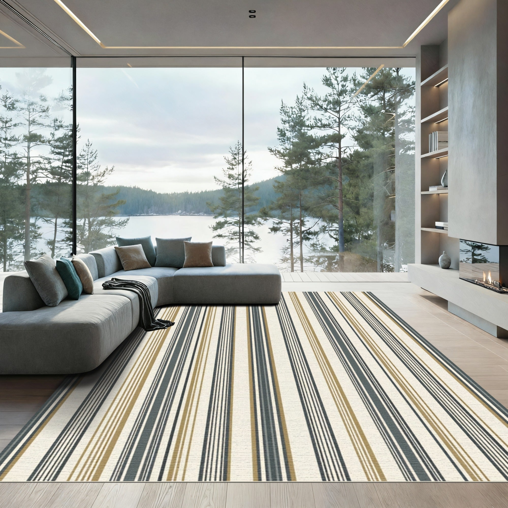 Earthy Tone Vertical Stripe Rug