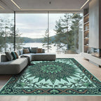 Emerald Verdant Starburst Ornamental Medallion Rug