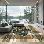 Classic Plaid German Shepherd Bone Illustration Rug