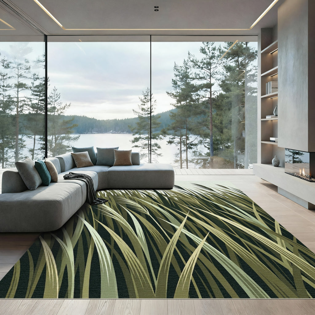Earthy Tone Reeds Abstract Field Rug