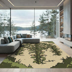 Olive Green Honeysuckle Trellis Art Rug