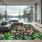 Vibrant Geometric Pink Floral Garden Rug