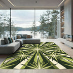 Retro Olive Green Radiant Starburst Rug
