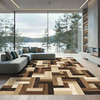 Geometric Parquet Wood Grain Block Rug