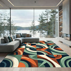 Retro Earthen Geometric Circular Art Rug