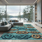 Nautical Marine Rope Knot Teal Backdrop Rug