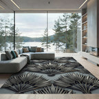 Art Deco Gray Fan Palm Rug
