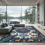Nature Peacock Deer Floral Landscape Rug
