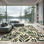 Olive Branch Botanical Cream Background Rug