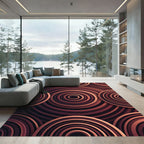 Modern Copper Concentric Circle Abstract Rug