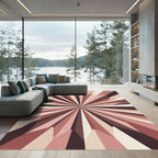 Retro Sunburst Geometric Rose Rug