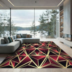 Luxurious Crimson Gold Geometric Facet Rug