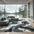 Monochromatic Swirl Abstract Splatter Rug