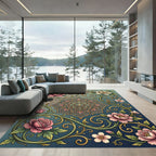 Floral Medallion with Golden Vines Rug