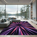 Vibrant Cosmic Purple Radiant Starburst Rug