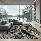 Lush Golden Tropical Frond Foliage Rug