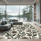 Taupe Floral Vine Scroll Rug