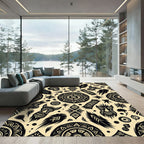 Tribal Masks Stars Feathers Sun Circles Rug