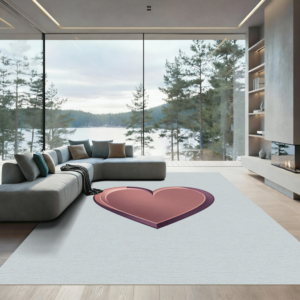 Rose Gold Shimmering Heart Outline Rug