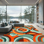 Retro Geometric Mid Century Circular Art Rug