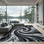 Monochromatic Swirl Abstract Liquid Rug