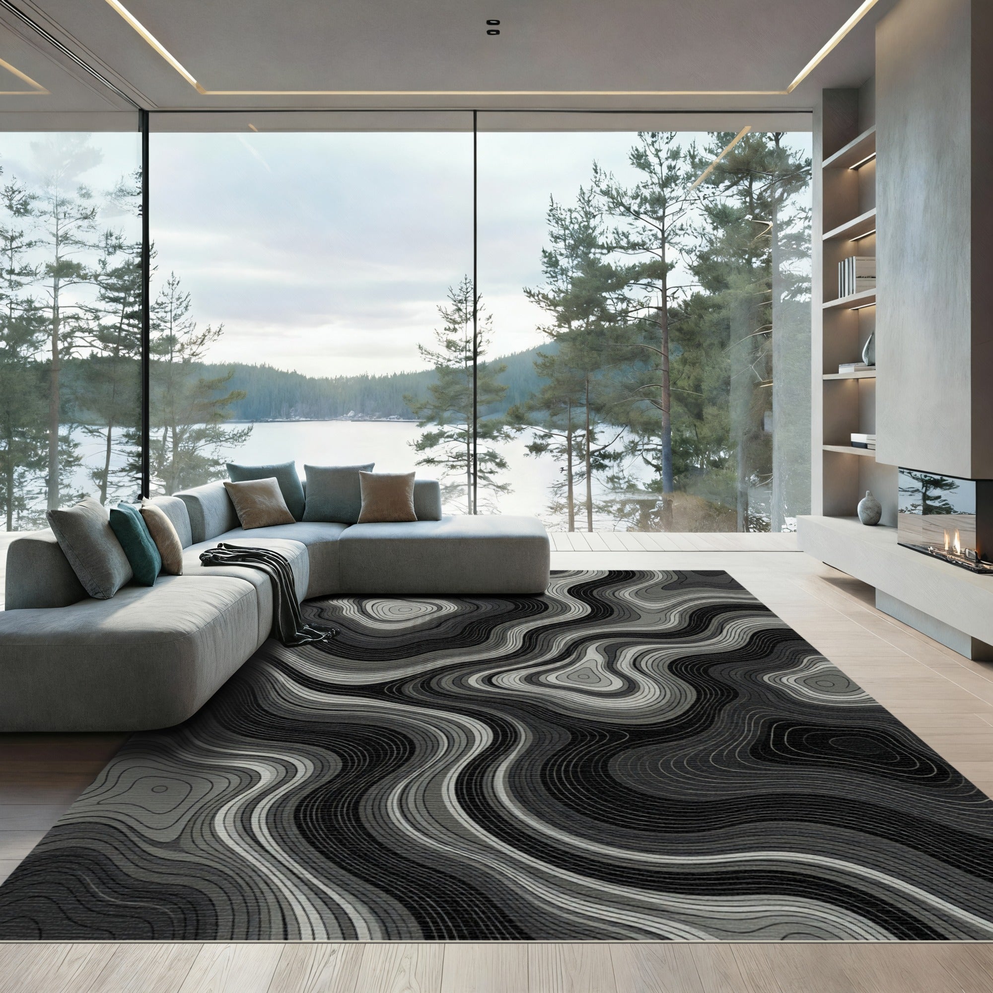 Monochromatic Topographic Contour Rug