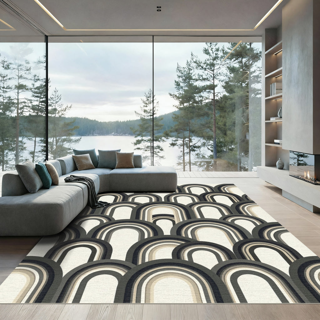 Archway Black Gray Cream Geometric Rug